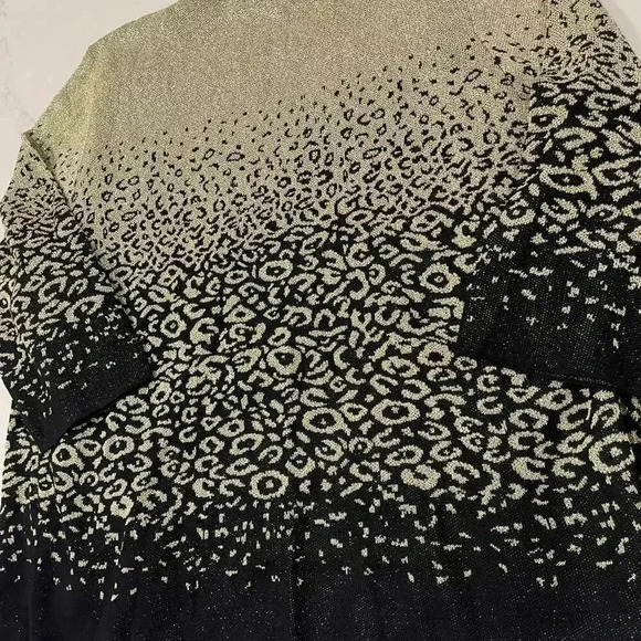 Alfred Dunner Cardigan Sweater Top Women’s 1X Sparkly Black Gold Leopard Print - Picture 7 of 7